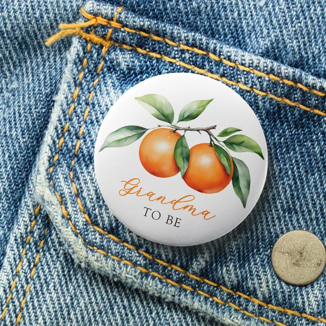 Twins Orange Baby Shower Grandma to Be 1 Inch Round Button (Creator Uploaded)