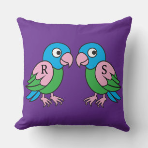 Twins parrot throw pillow