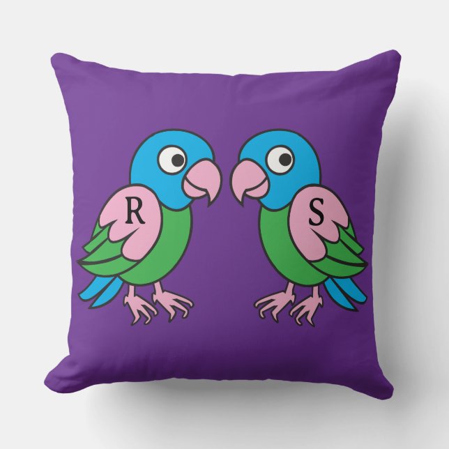 Twins parrot throw pillow (Front)