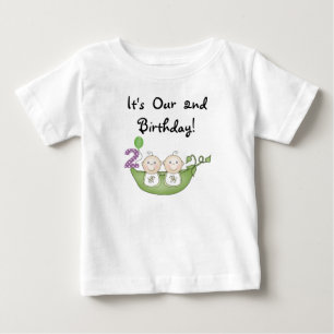 Twins Peas in a Pod 2nd Birthday Tshirt