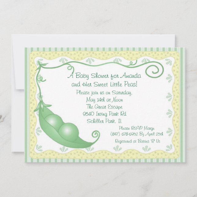 Twins Peas in a Pod Baby Shower Invitations (Front)