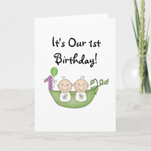 Twins Peas in a Pod First Birthday Announcement