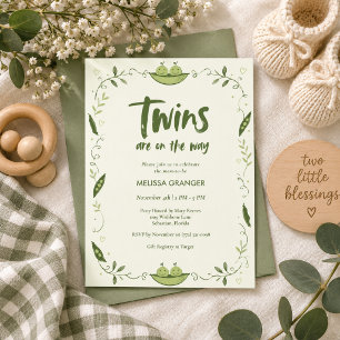 Twins Peas in a Pod Gender Neutral Baby Shower Invitation