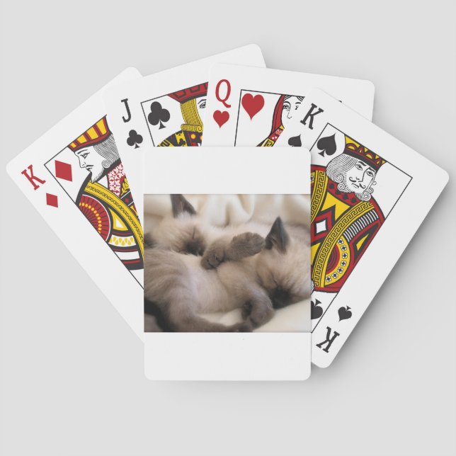 Twins Pet Cat Cute Siamese Kitten Playing Cards (Back)