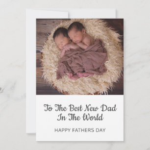 Twins Photo   Best New Dad Fathers Day Holiday Card