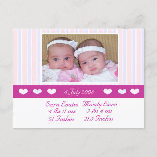 Twins Photo Birth Announcement