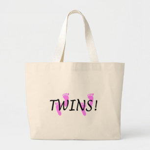 Twins (Pink Feet) Large Tote Bag