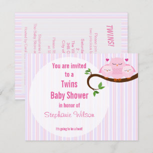Twins Pink Owls A Hoot Of A Baby Shower Invitation