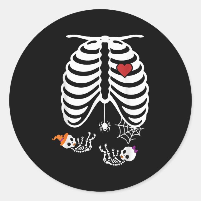 Twins Pregnancy Halloween Pregnancy Announcement P Classic Round Sticker (Front)