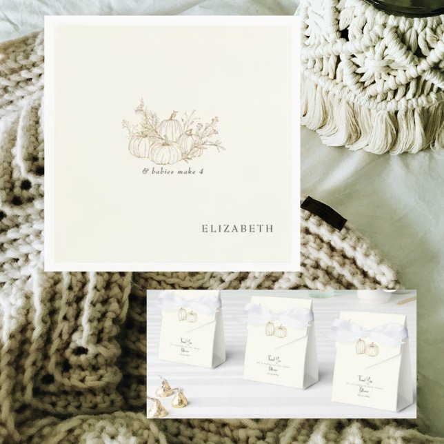 Twins Pumpkins Cream Baby Shower Favor Box (Creator Uploaded)