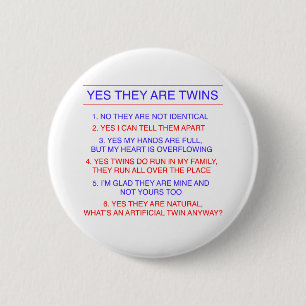 Twins Questions Fraternal 2 Inch Round Button