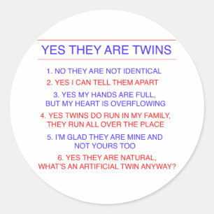 Twins Questions Fraternal Classic Round Sticker