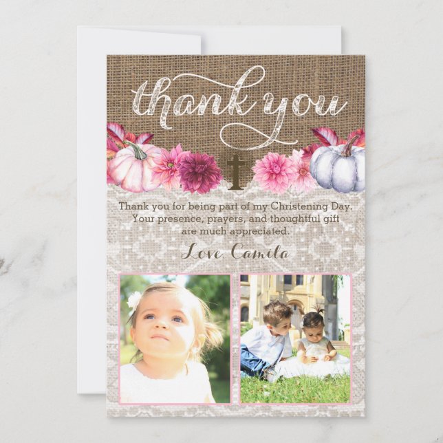Twins Religious Thank You Cards With Pumpkins (Front)