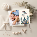 Twins Rustic One Happy Camper Birthday Invitation<br><div class="desc">Join us for a doubly delightful celebration as we invite you to the rustic and adventurous birthday party of our precious twins! It's time to gather around the campfire and celebrate a special milestone as they turn another year older! Rustic Woodland Theme: Embrace the charm of the great outdoors with...</div>