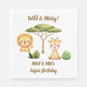 ^Twins Safari Birthday Napkins   Wild & Messy 
