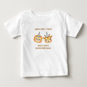 Twins Safari Birthday T-Shirt Set Wild One Times 2