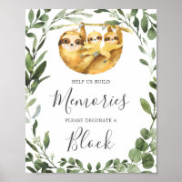 Twins Sloth Baby Shower Decorate A Block Sign