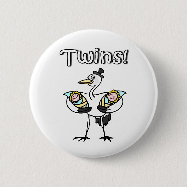 Twins (Stork) 2 Inch Round Button (Front)