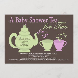 Twins Tea Party Baby Shower Invitation