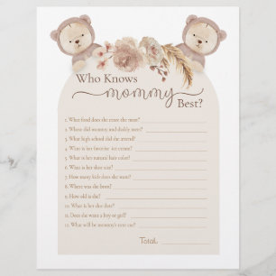 Twins Teddy Bear Who Knows Mommy Best Shower Game