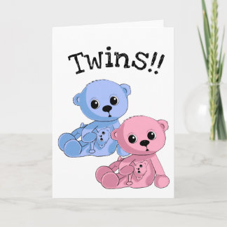 Twins Teddy Bears Personalized Greeting Card