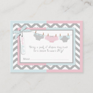 Twins Tie Tutu Diaper Raffle Ticket Enclosure Card