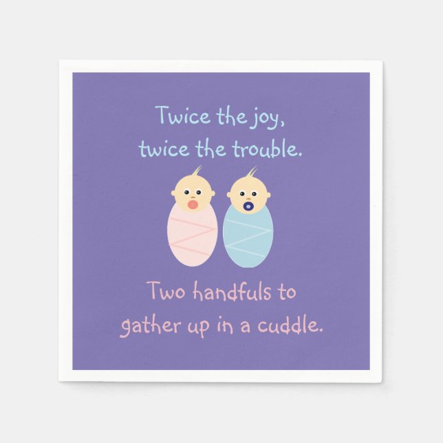 Twins = Twice the Joy Cute Poem Napkin (Front)