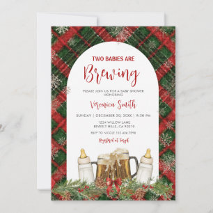 Twins Two Babies Are Brewing Baby Shower Invitation