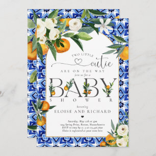 Twins Two Little Cutie On The Way Baby Shower Invitation