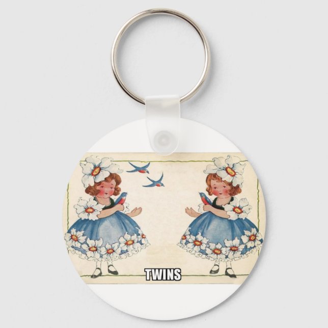 twins vintage style keychain (Front)