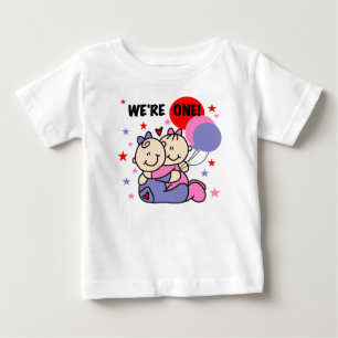 Twins We're One First Birthday Baby T-Shirt