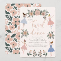 Twirl & Dance Ballerina Floral Girl 1st Birthday