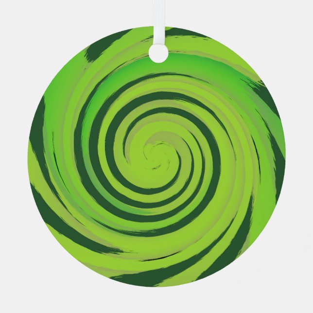 Twirl Me Green Pattern Metal Ornament (Front)