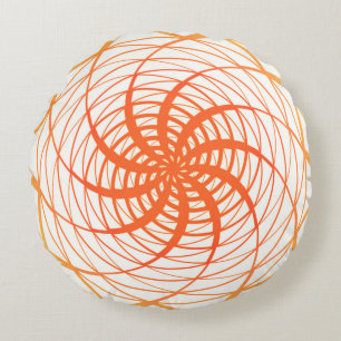 Twirl Orange Pattern Round Pillow