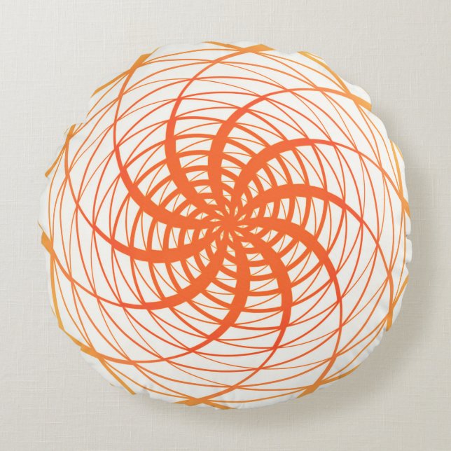 Twirl Orange Pattern Round Pillow (Front)
