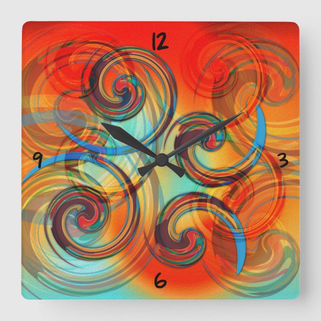 Twirl Square Wall Clock (Front)