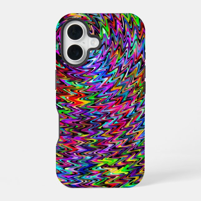 Twirling Colours Zigzag Pattern iPhone 16 Case (Back)