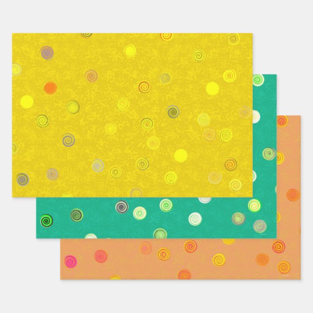 Twirly Polka Dot Gift Wrap - 3 Colors (Set)