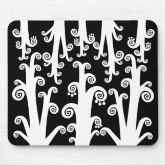 Twirly Stalks - Black Mouse Pad