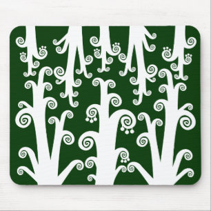 Twirly Stalks - Dark Green Mouse Pad