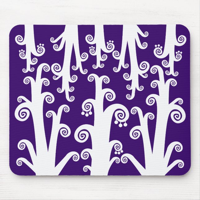 Twirly Stalks - Deep Purple Mouse Pad (Front)