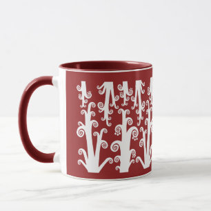 Twirly Stalks - Maroon Mug