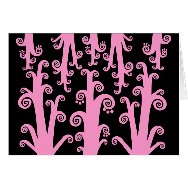 Twirly Stalks - Pink on Black (Front Horizontal)