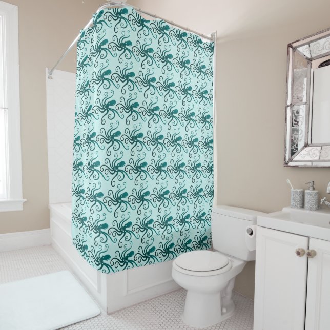 Twirly Tentacles Blue Octopus Pattern (In Situ)