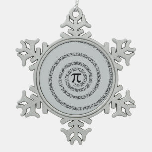 Twist for Pi Click Customize to Change Grey Colour Snowflake Pewter Christmas Ornament