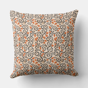 Twisted Beige Orange Vine Repeat Pattern Art Throw Pillow