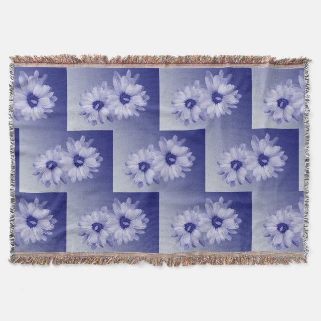 twisted blue petals throw blanket (Front)