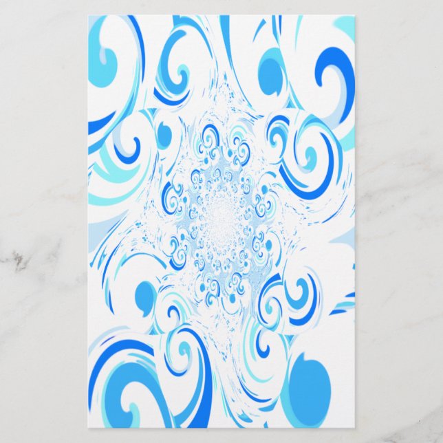 Twisted Blue Swirl Full Colour Abstract Stationery (Front)