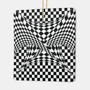 Twisted Checkers by Kenneth Yoncich Ceramic Ornament