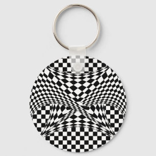 Twisted Checkers by Kenneth Yoncich Keychain